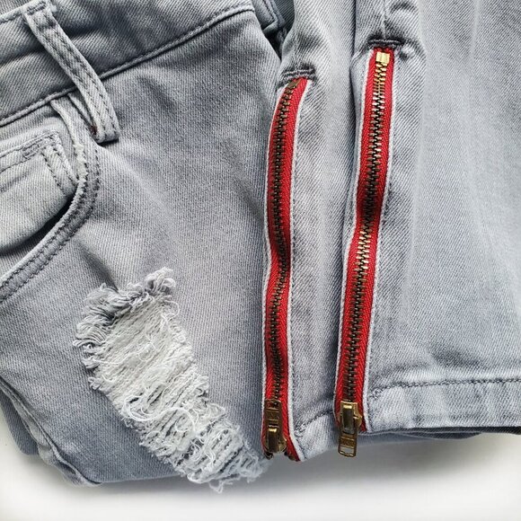 Etienne Marcel Skinny Jeans Grey Distressed Zed Side Zippers Size 26 - Picture 5 of 13